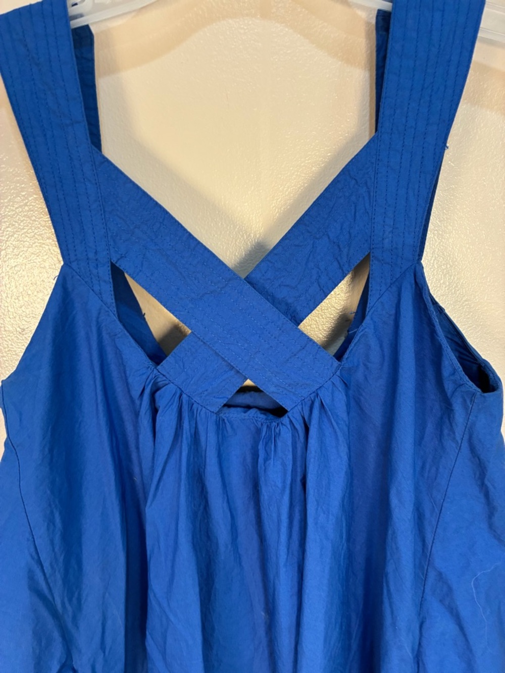Maeve Anthropologie Crossback Poplin Swing Mini Dress Cobalt Blue - Picture 10 of 11